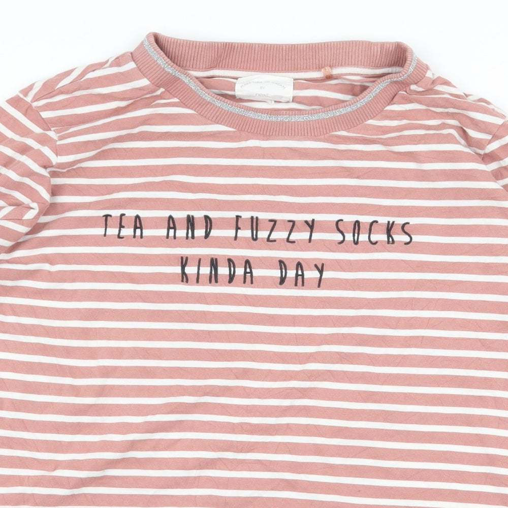 NEXT Womens Pink Striped Cotton Basic T-Shirt Size L Round Neck