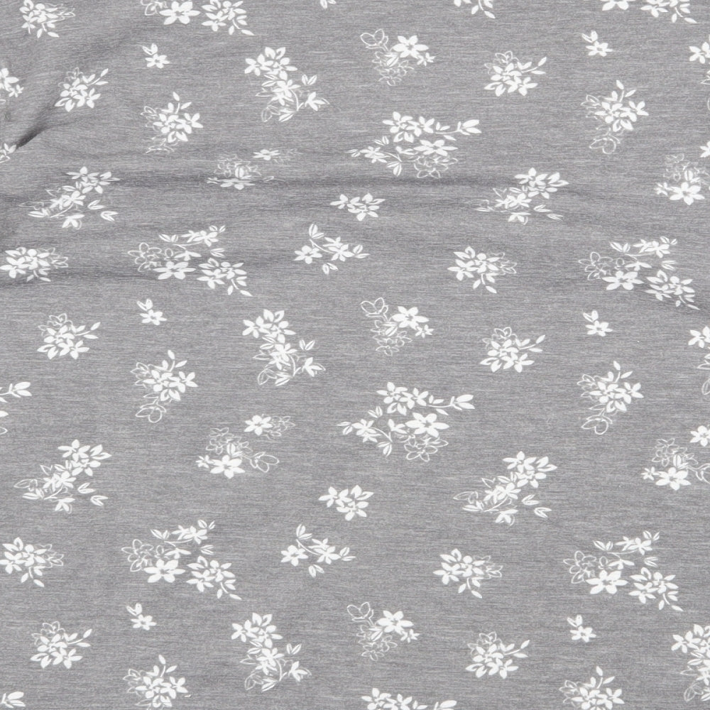 Marks and Spencer Womens Grey Floral Polyester Basic Blouse Size 10 Boat Neck
