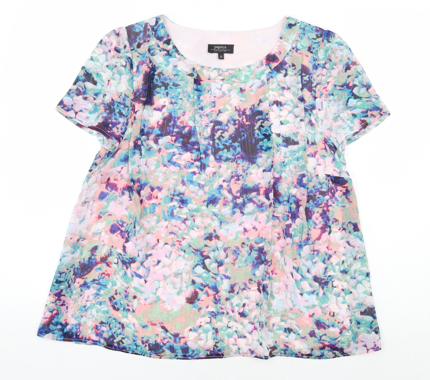 Papaya Womens Multicoloured Floral Polyester Basic Blouse Size 10 Round Neck