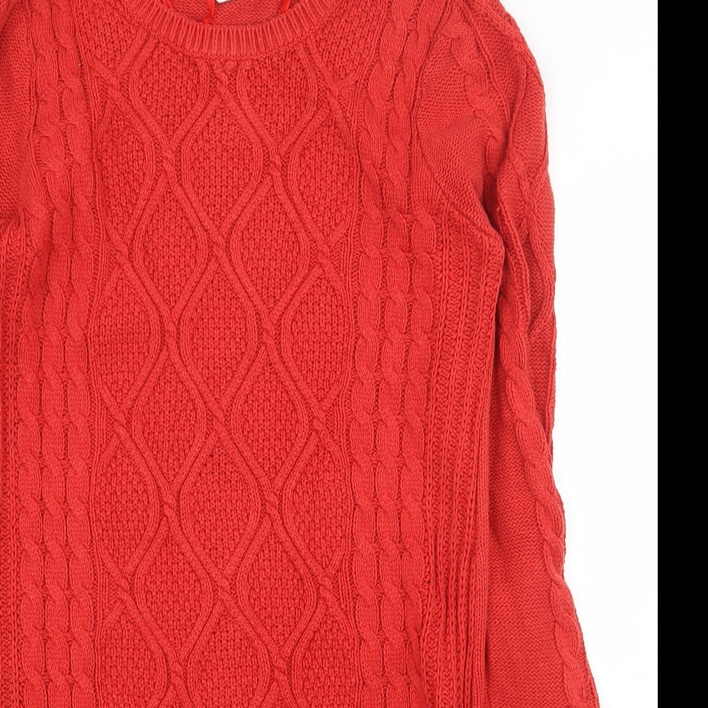 BHS Womens Orange Round Neck Cotton Tunic Jumper Size 12