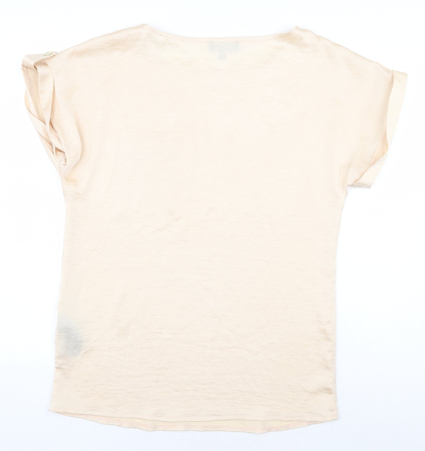 Friends Like These Womens Beige Polyester Basic Blouse Size 10 Round Neck