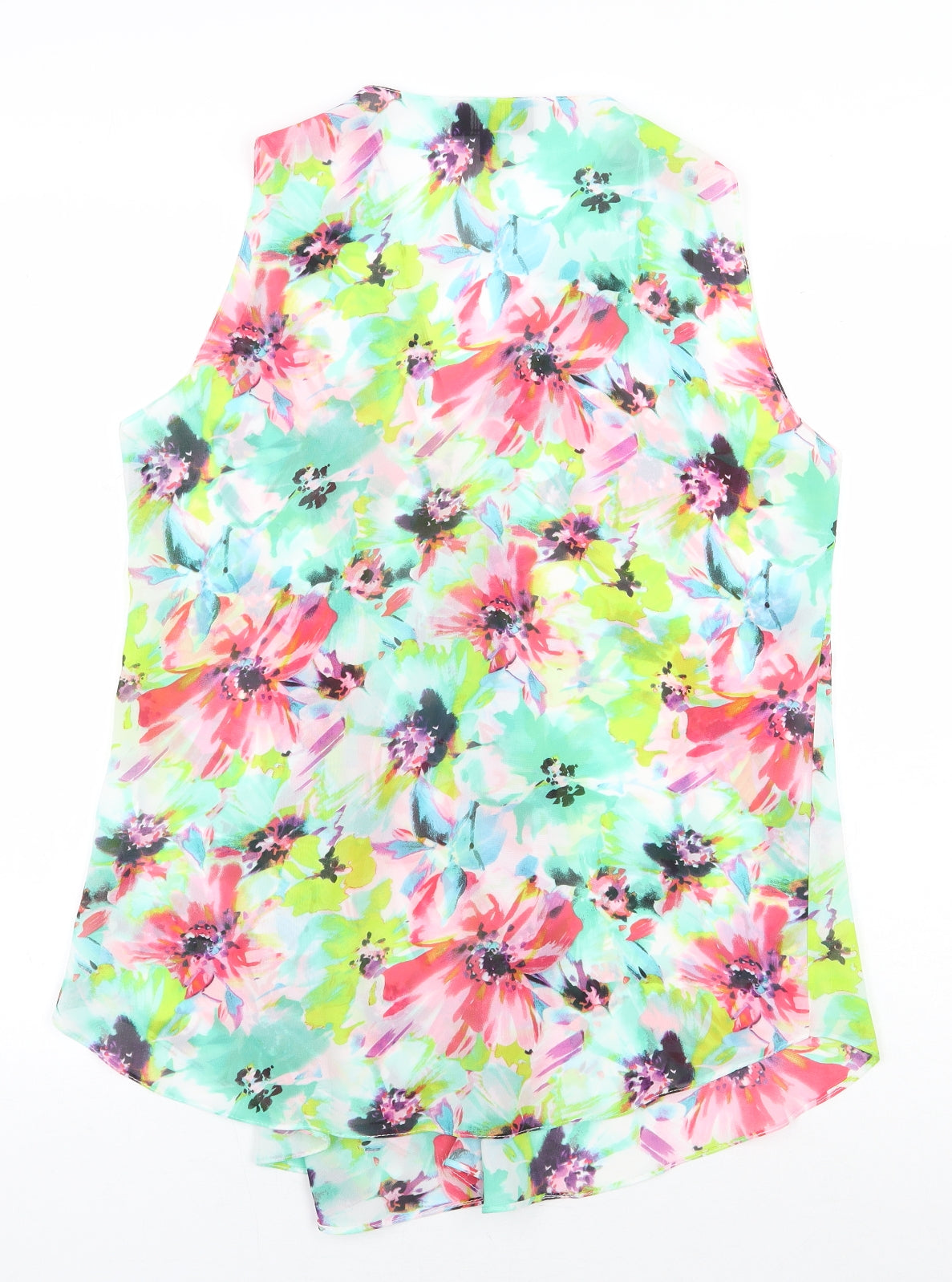 Simon Jeffrey Womens Multicoloured Floral Polyester Basic Blouse Size 10 V-Neck