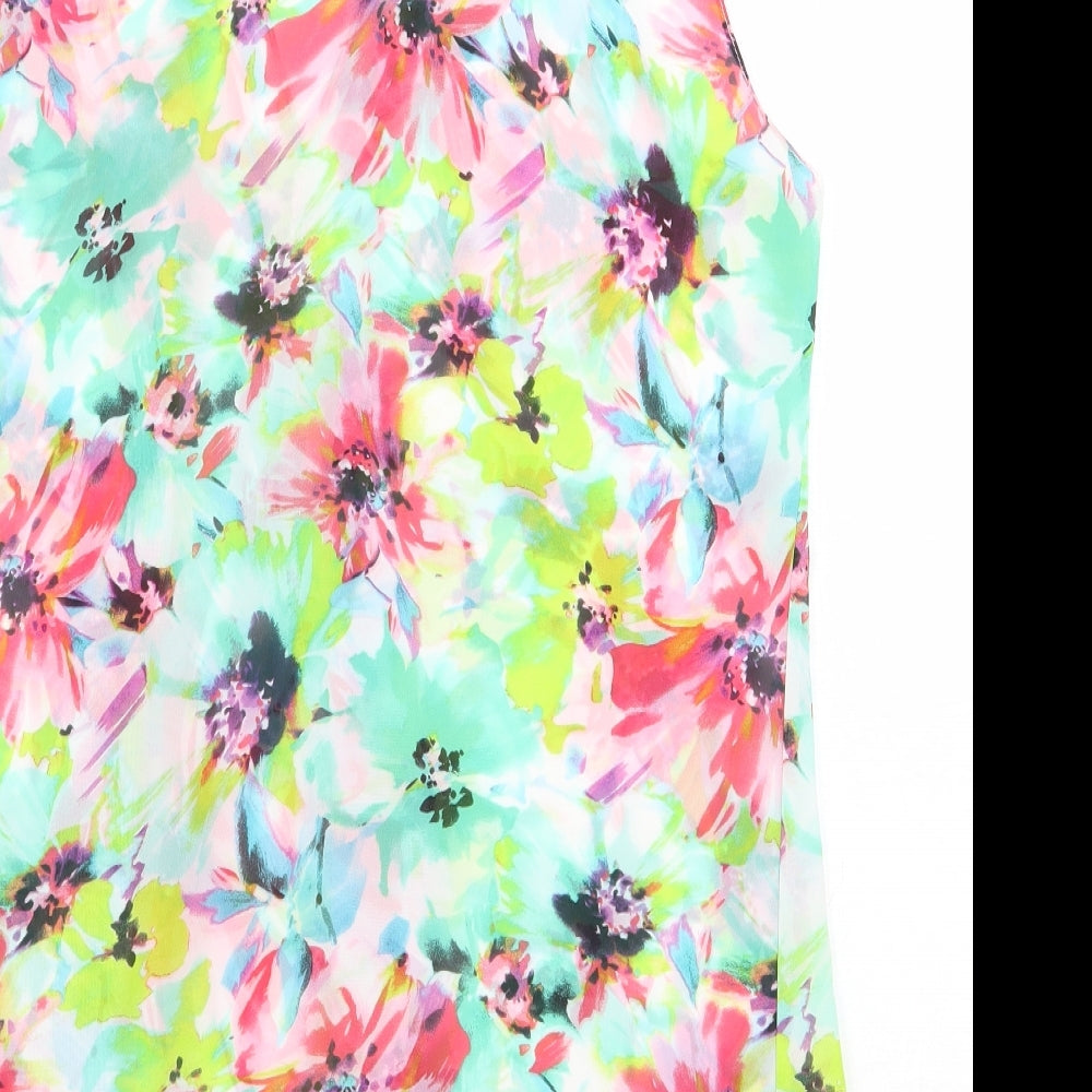 Simon Jeffrey Womens Multicoloured Floral Polyester Basic Blouse Size 10 V-Neck