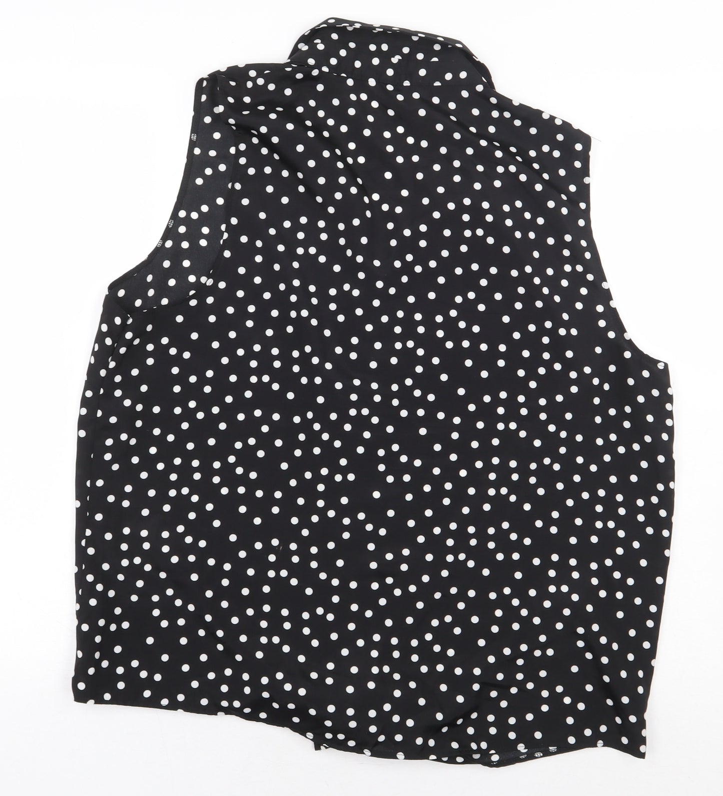 George Womens Black Polka Dot Polyester Basic Blouse Size 20 Collared - Tie Front