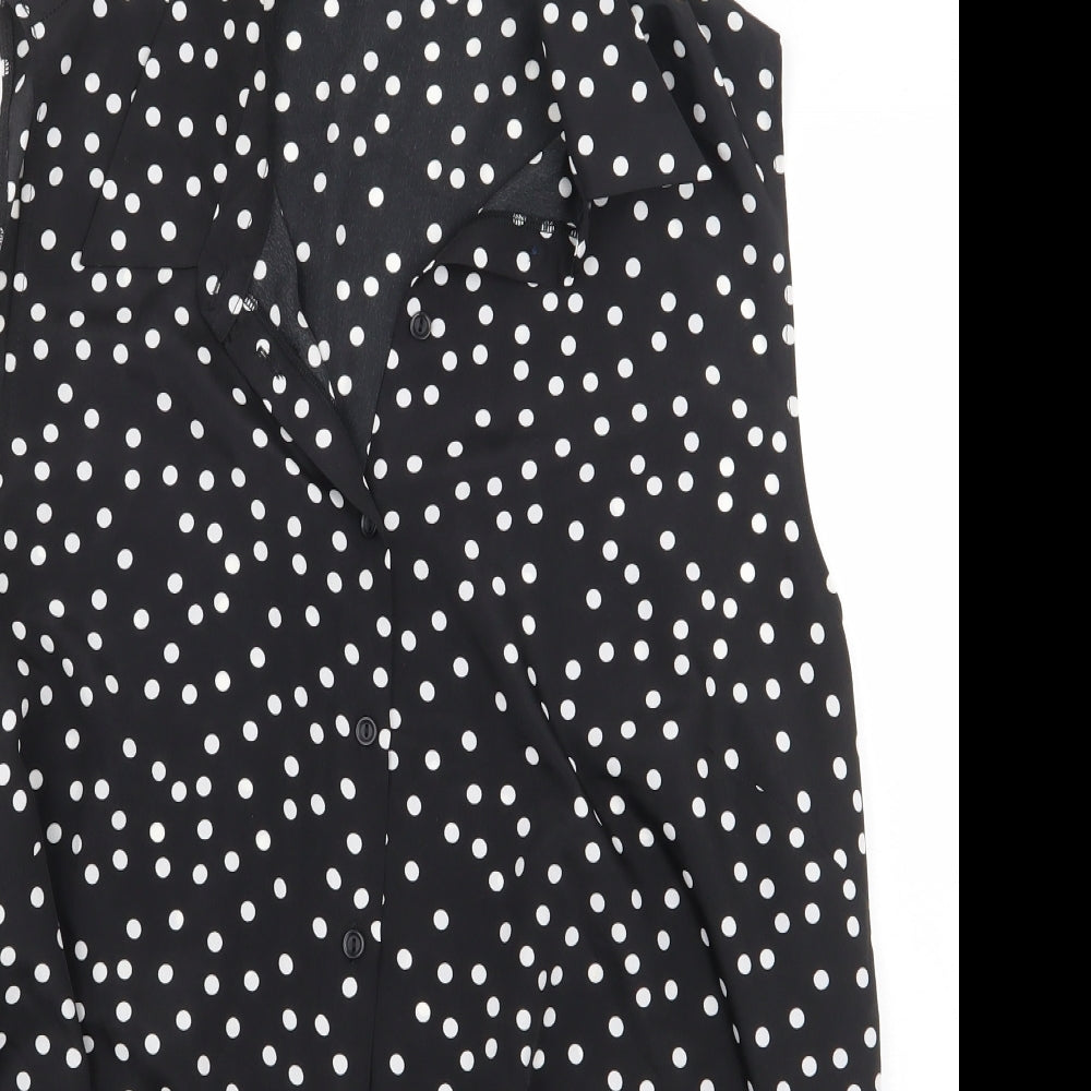 George Womens Black Polka Dot Polyester Basic Blouse Size 20 Collared - Tie Front