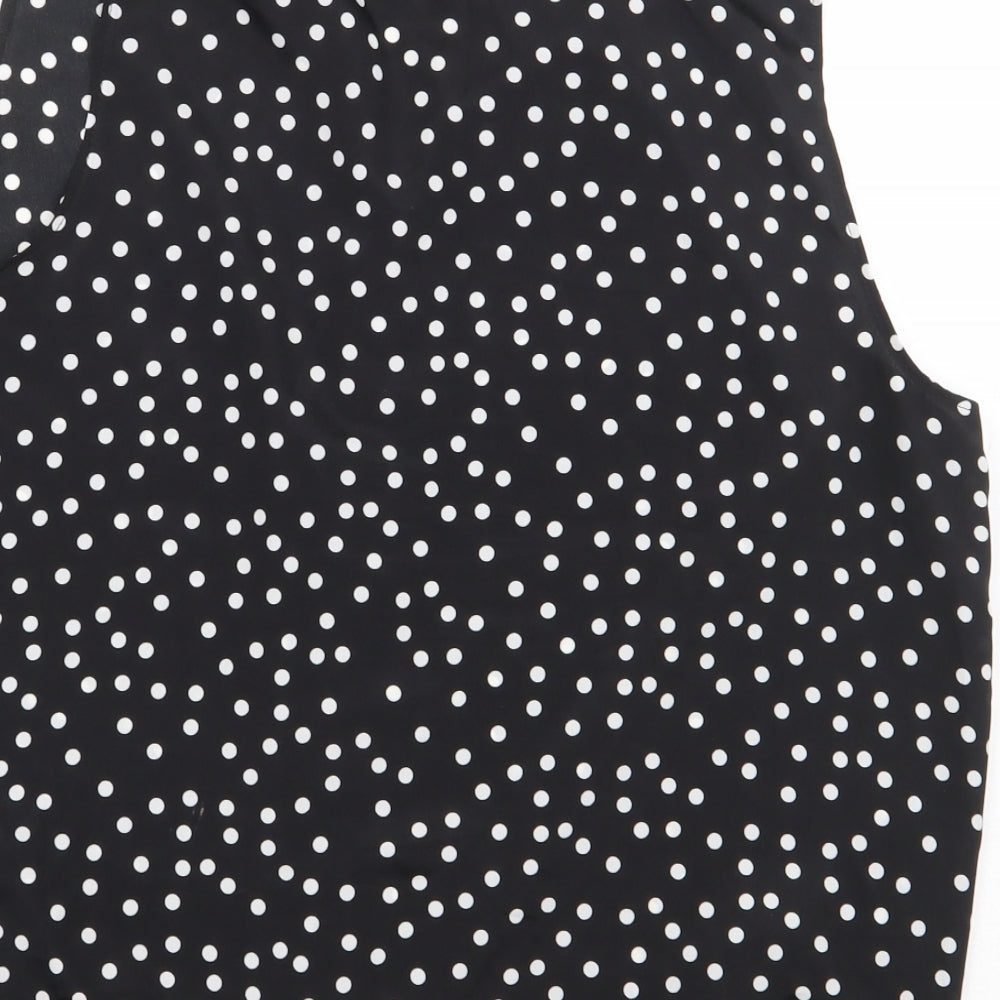 George Womens Black Polka Dot Polyester Basic Blouse Size 20 Collared - Tie Front