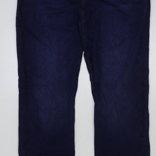 Marks and Spencer Womens Blue Cotton Straight Jeans Size 14 L29 in Regular Button