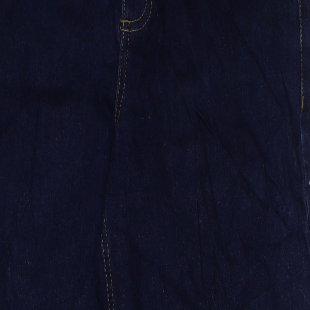 Marks and Spencer Womens Blue Cotton Wide-Leg Jeans Size 10 L27 in Regular Button