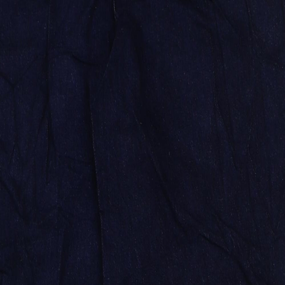 Marks and Spencer Womens Blue Cotton Wide-Leg Jeans Size 10 L27 in Regular Button