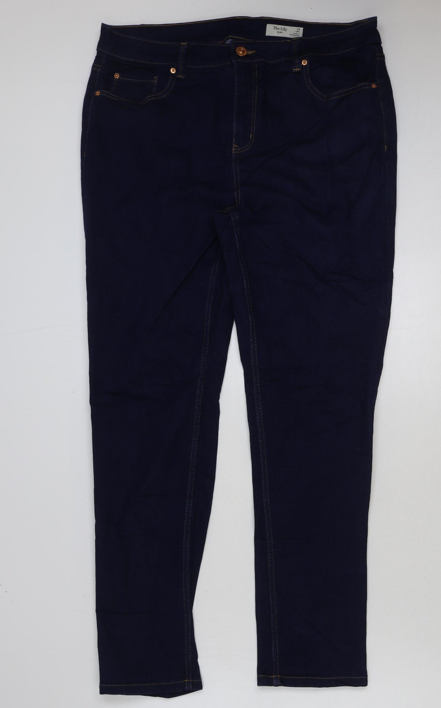 Marks and Spencer Womens Blue Cotton Skinny Jeans Size 18 L31 in Regular Button