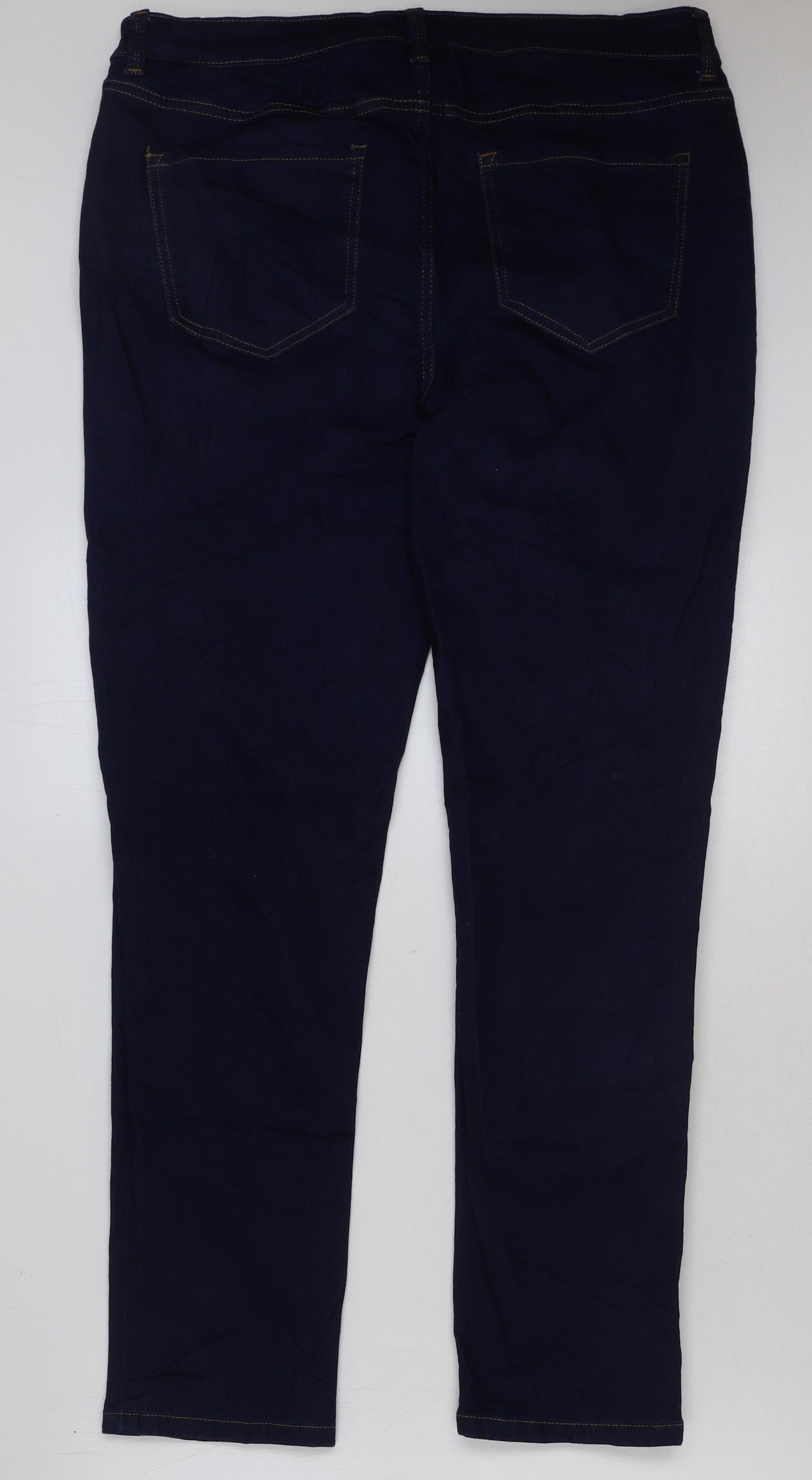 Marks and Spencer Womens Blue Cotton Skinny Jeans Size 18 L31 in Regular Button