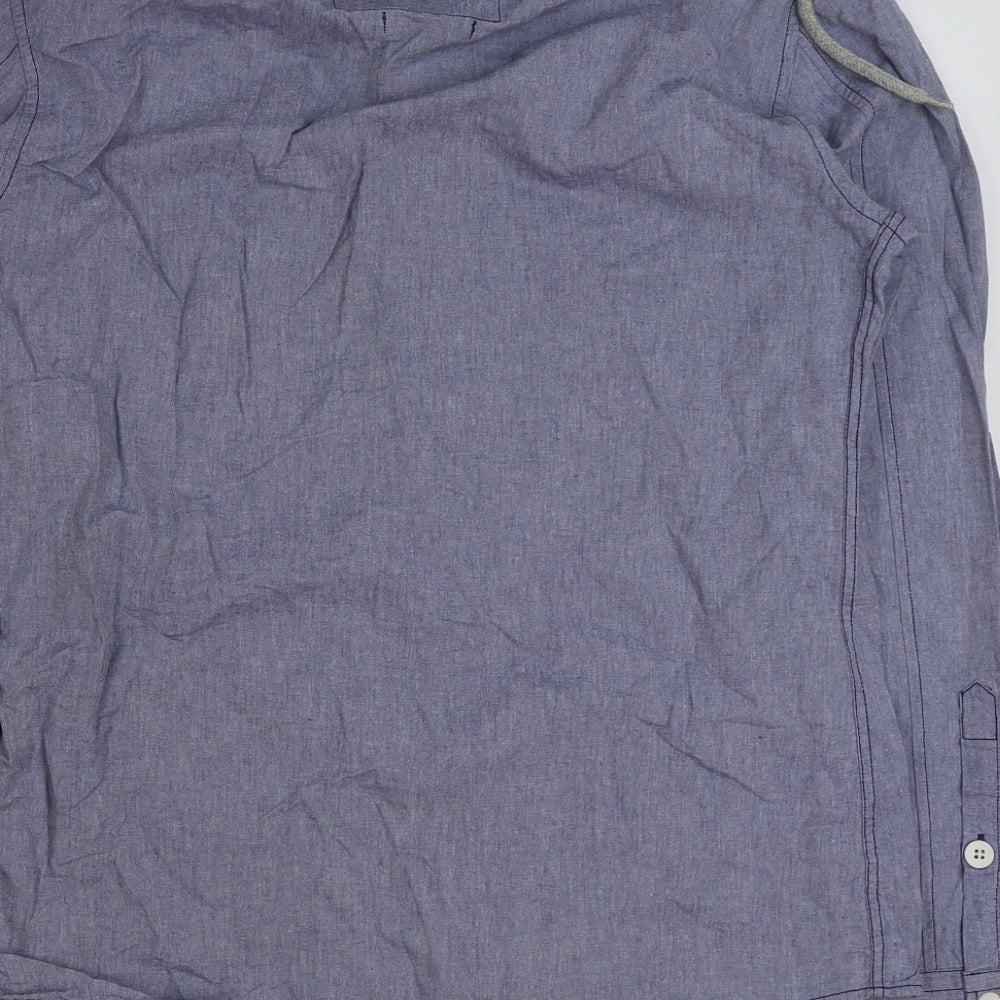 Foot Asylum Mens Blue Cotton Button-Up Size M V-Neck Button