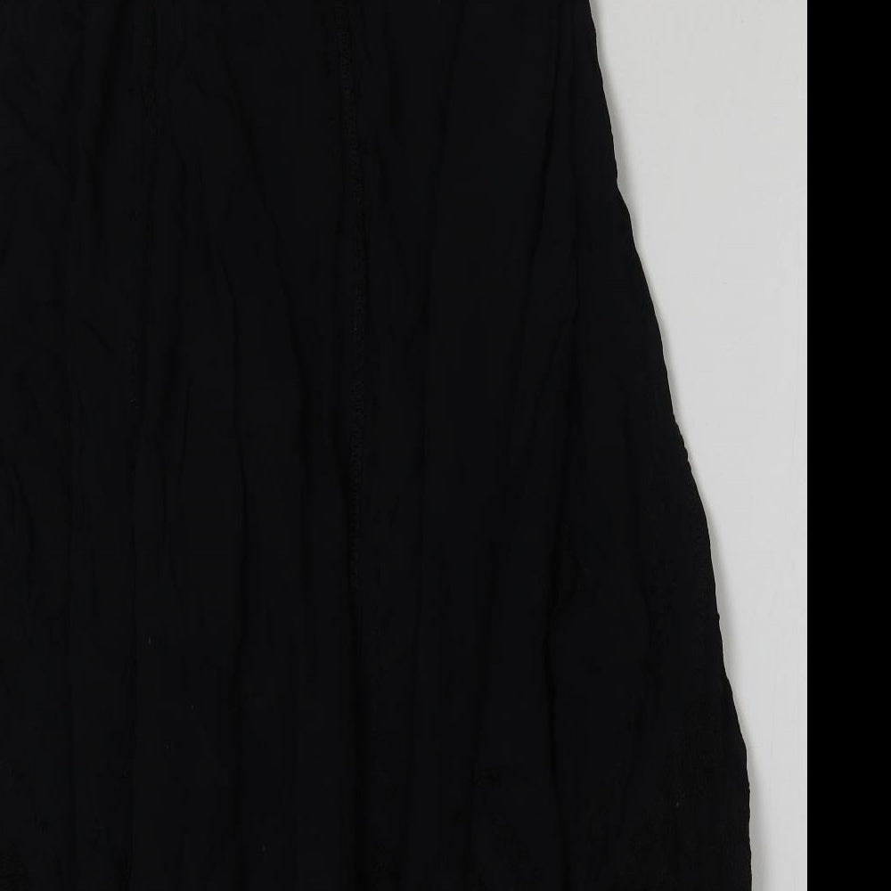 Classic Womens Black Viscose Flare Skirt One Size Drawstring