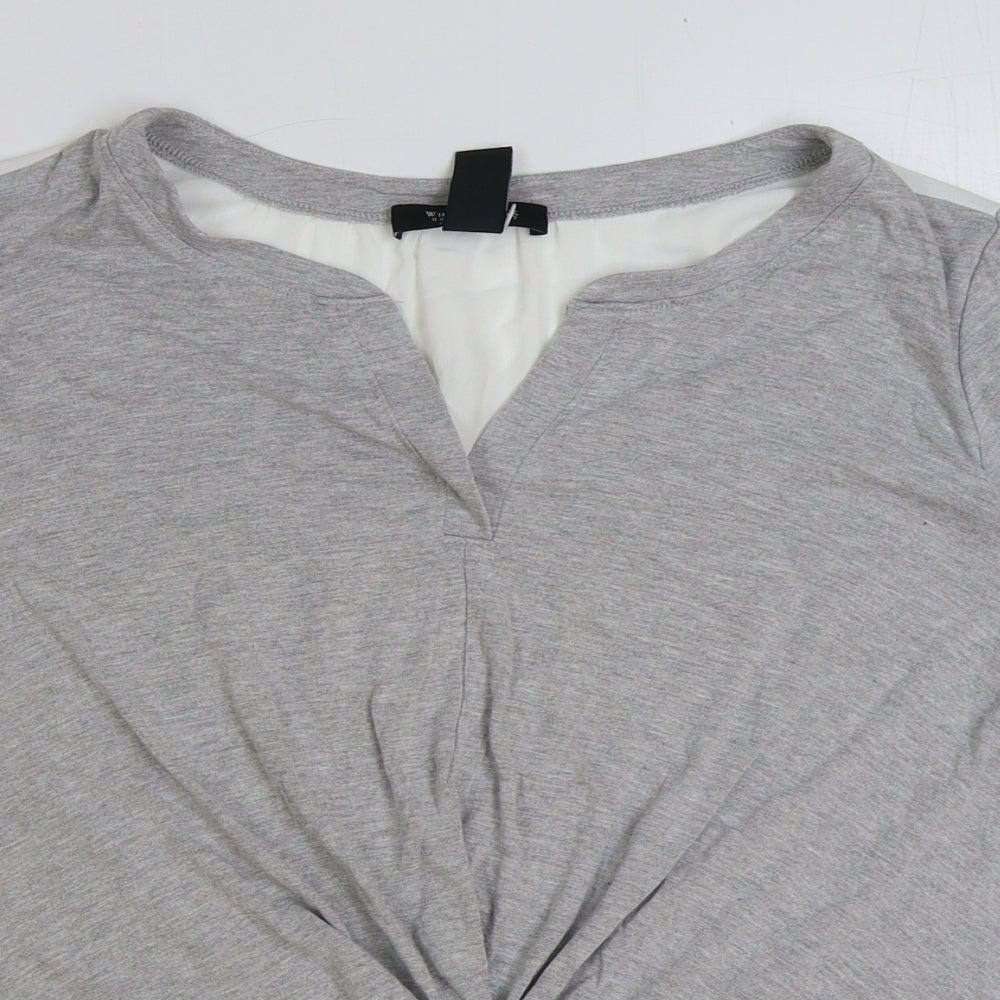White House Womens Grey Viscose Basic T-Shirt Size XS V-Neck