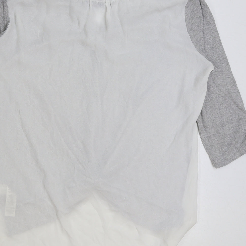 White House Womens Grey Viscose Basic T-Shirt Size XS V-Neck