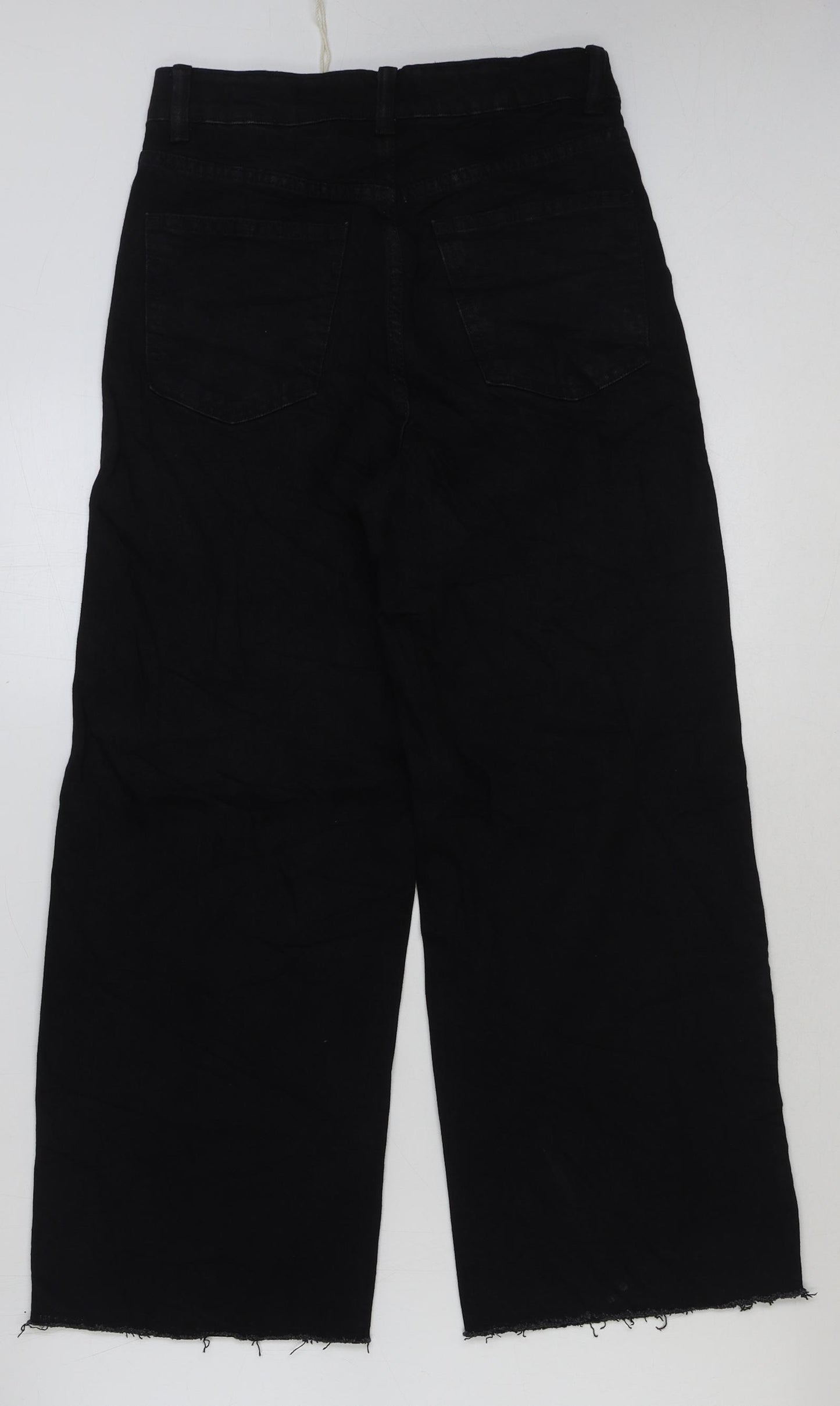 Marks and Spencer Womens Black Cotton Cropped Jeans Size 8 L26 in Regular Button