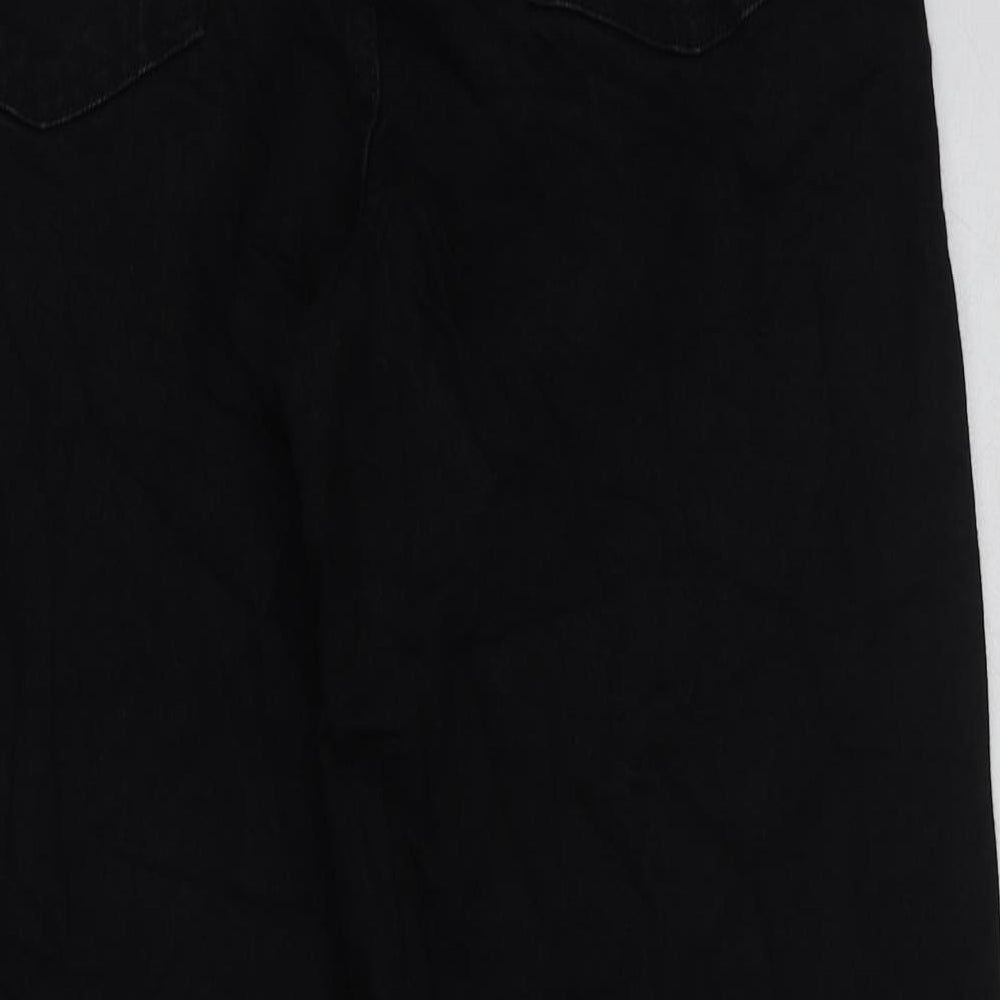 Marks and Spencer Womens Black Cotton Cropped Jeans Size 8 L26 in Regular Button