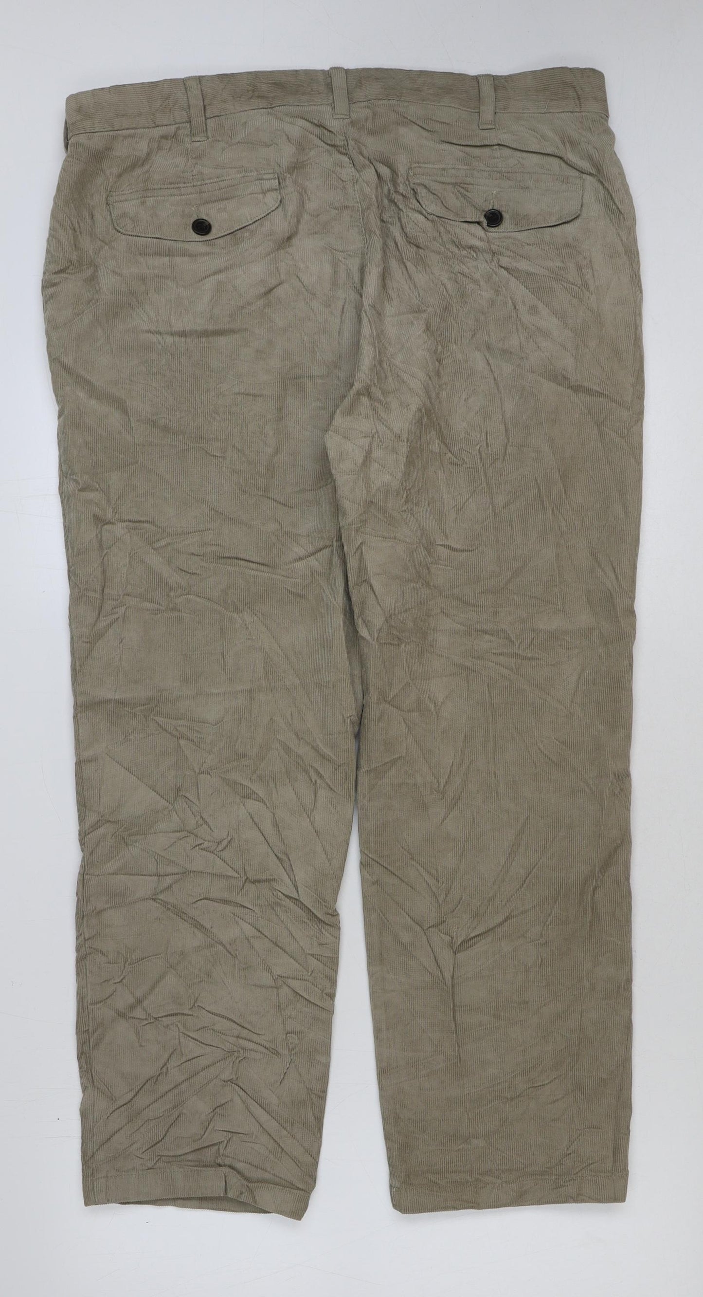 Marks and Spencer Mens Beige Cotton Trousers Size 38 in L29 in Regular Button