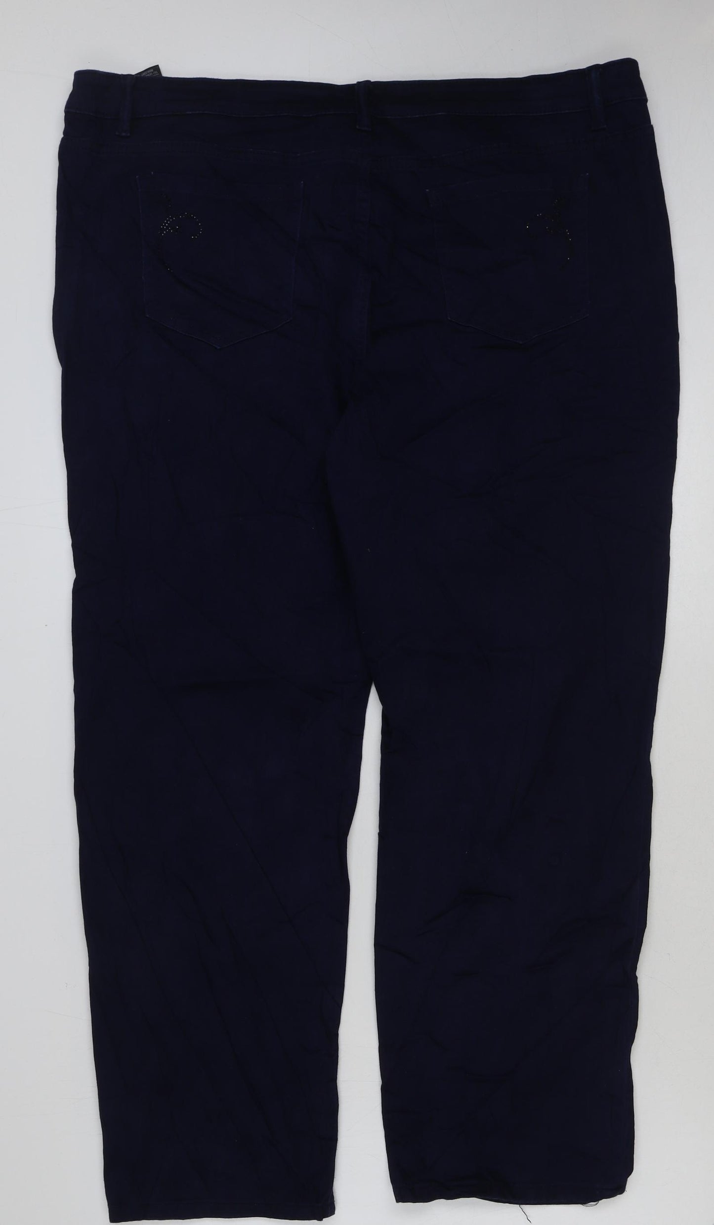 Marks and Spencer Womens Blue Cotton Straight Jeans Size 22 L29 in Regular Button
