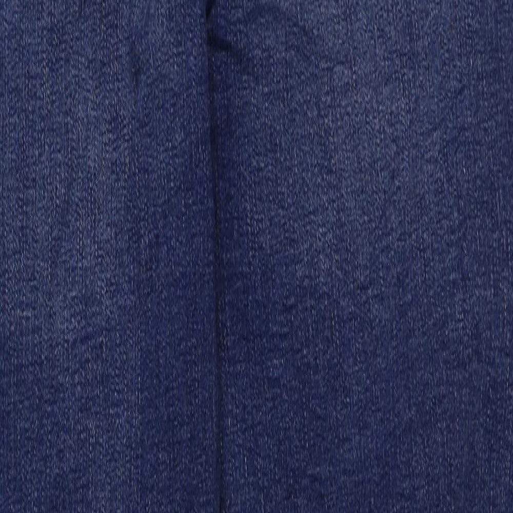 Marks and Spencer Womens Blue Cotton Skinny Jeans Size 10 L29 in Regular Button - Side Stripe