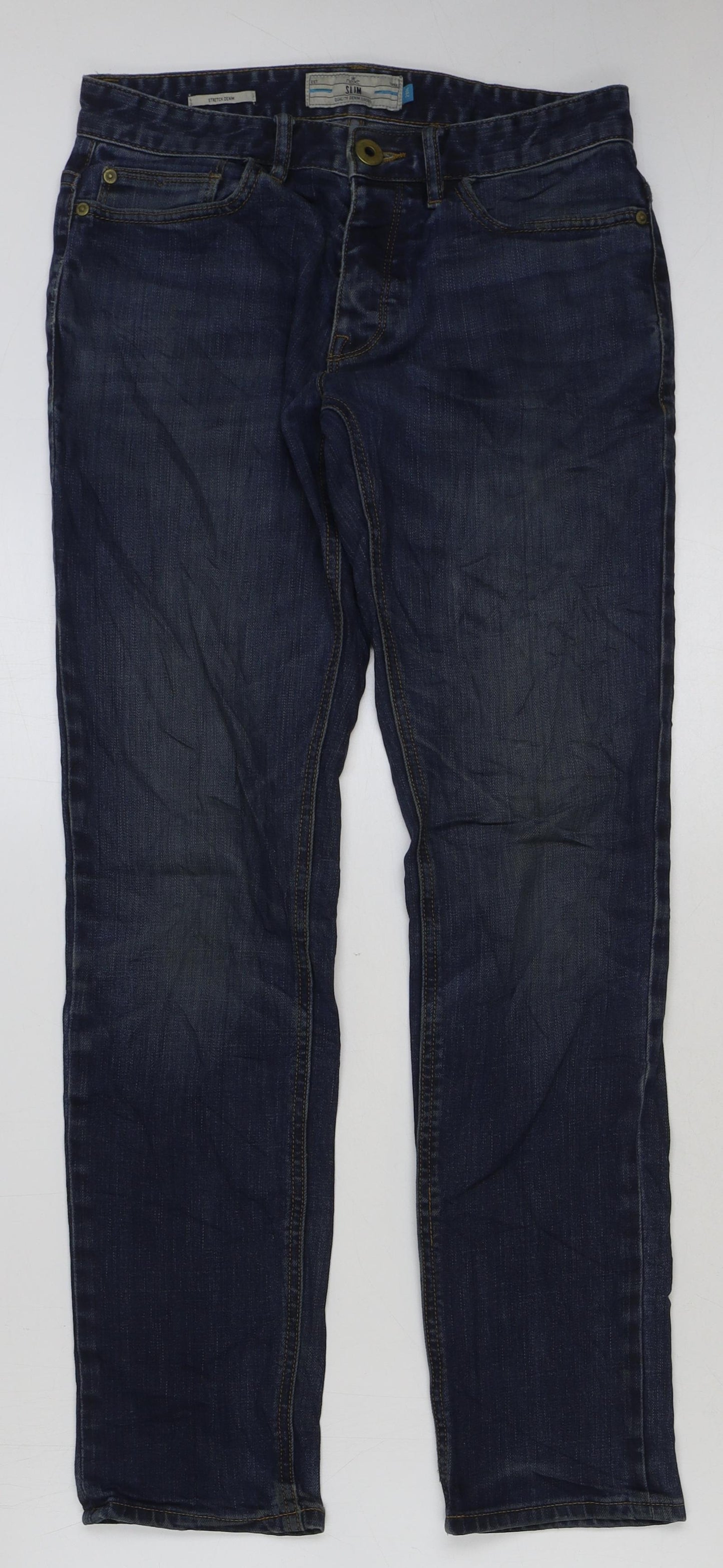 NEXT Mens Blue Cotton Straight Jeans Size 28 in L30 in Regular Button