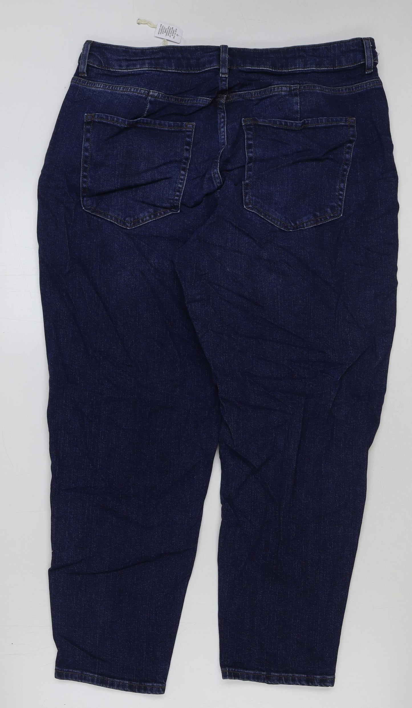 Marks and Spencer Womens Blue Cotton Mom Jeans Size 16 L27 in Regular Button