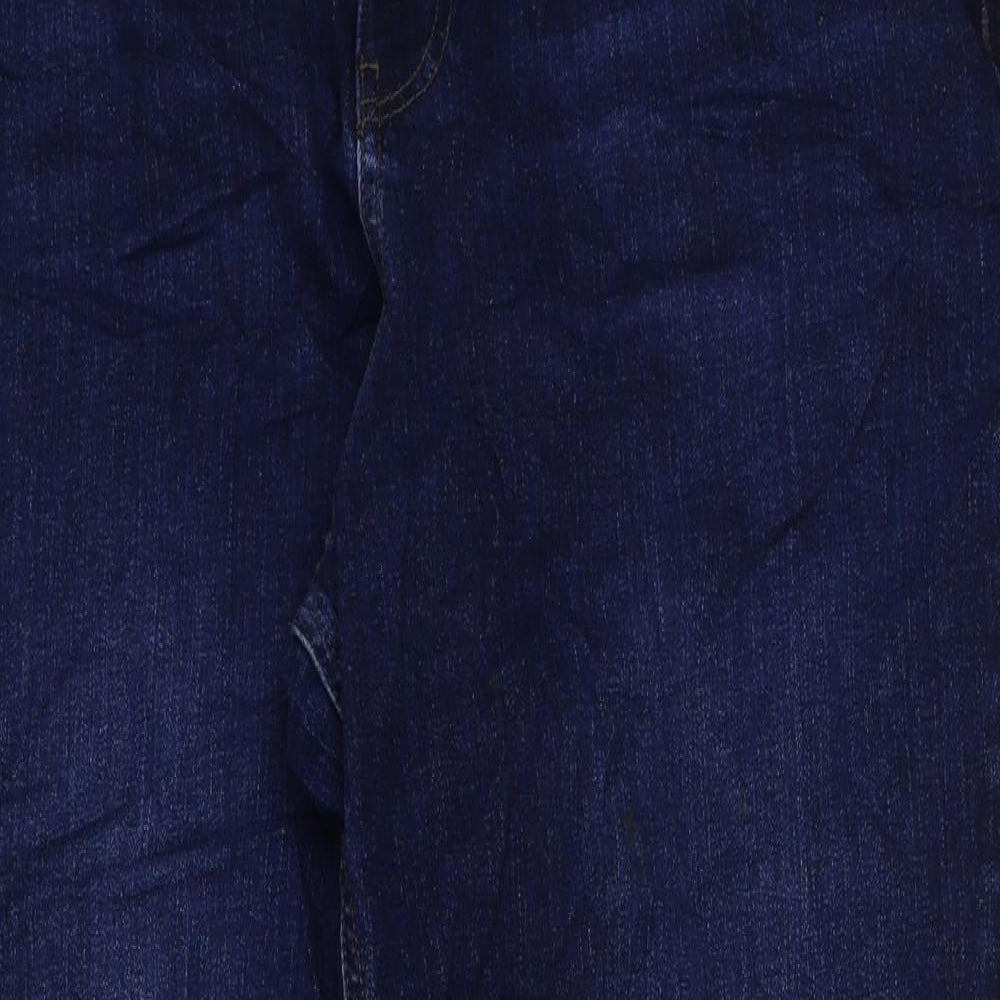 Marks and Spencer Womens Blue Cotton Mom Jeans Size 16 L27 in Regular Button