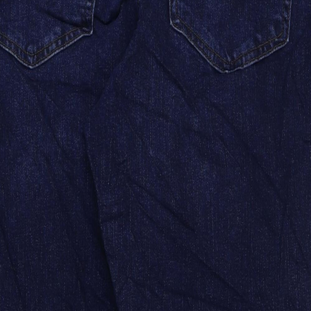 Marks and Spencer Womens Blue Cotton Mom Jeans Size 16 L27 in Regular Button