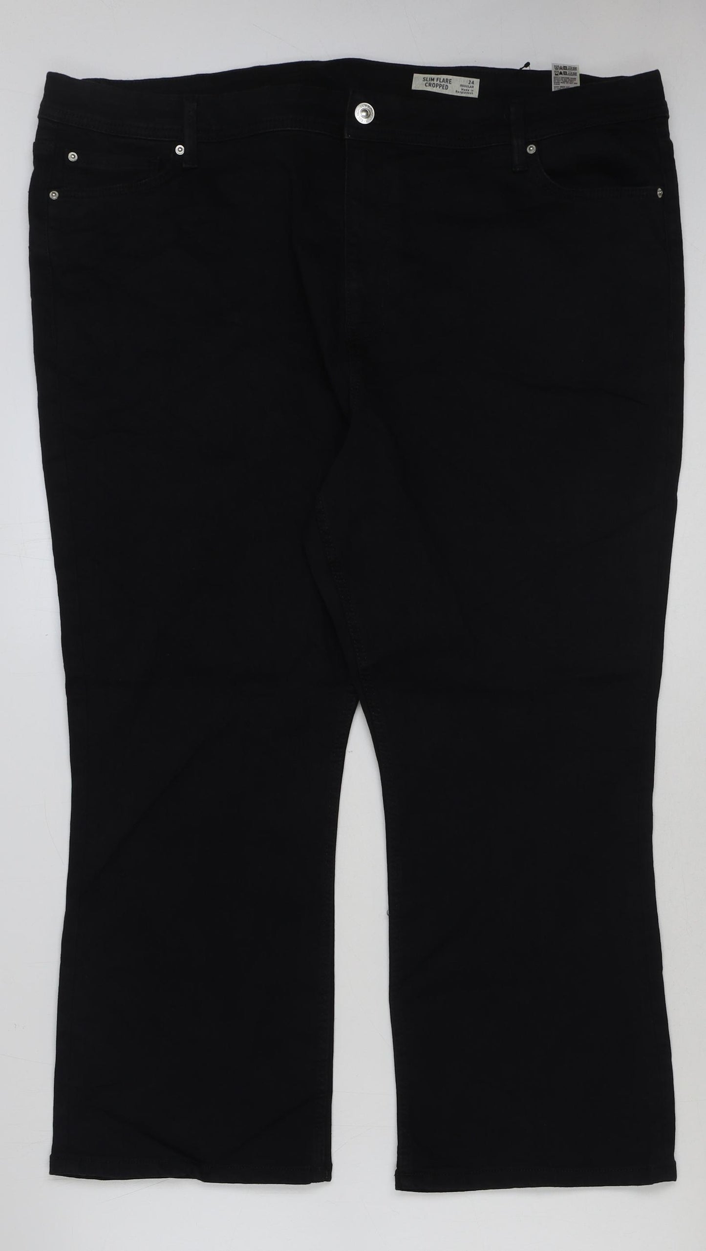Marks and Spencer Womens Black Cotton Cropped Jeans Size 24 L26 in Regular Button