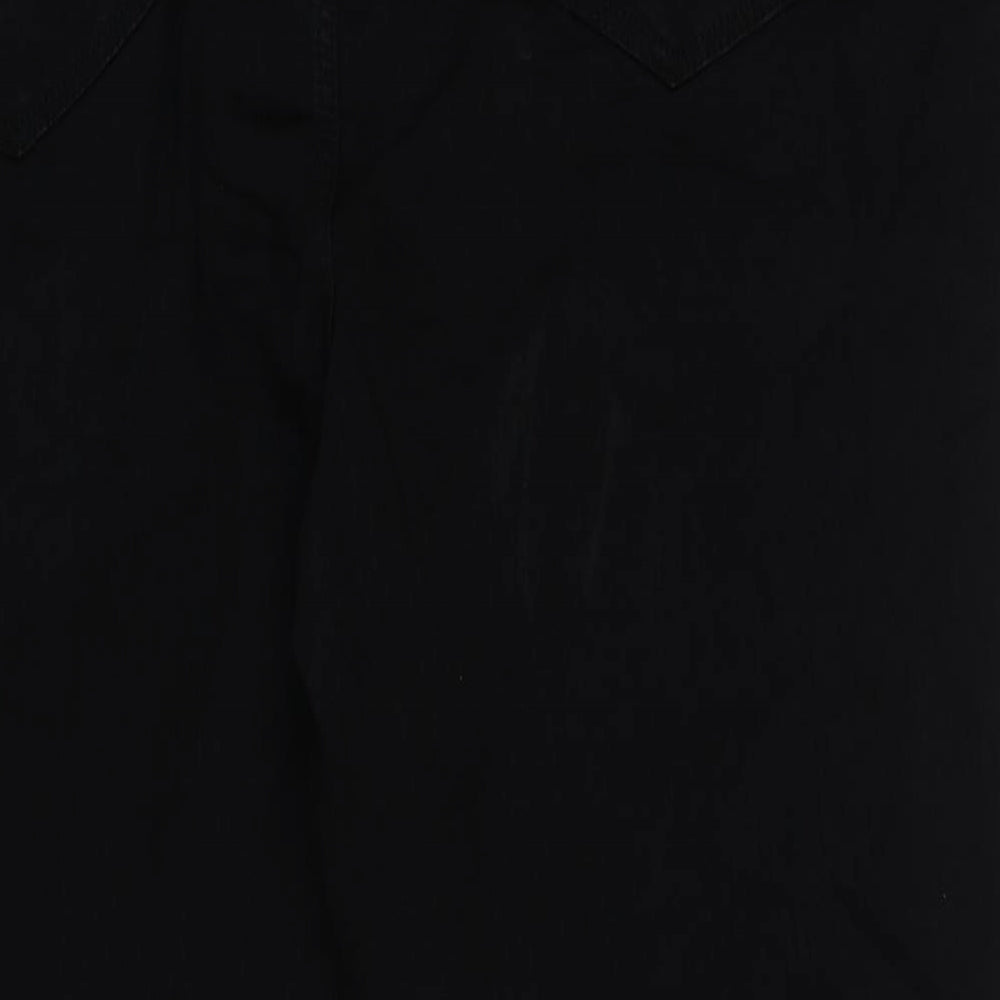 Marks and Spencer Womens Black Cotton Cropped Jeans Size 24 L26 in Regular Button