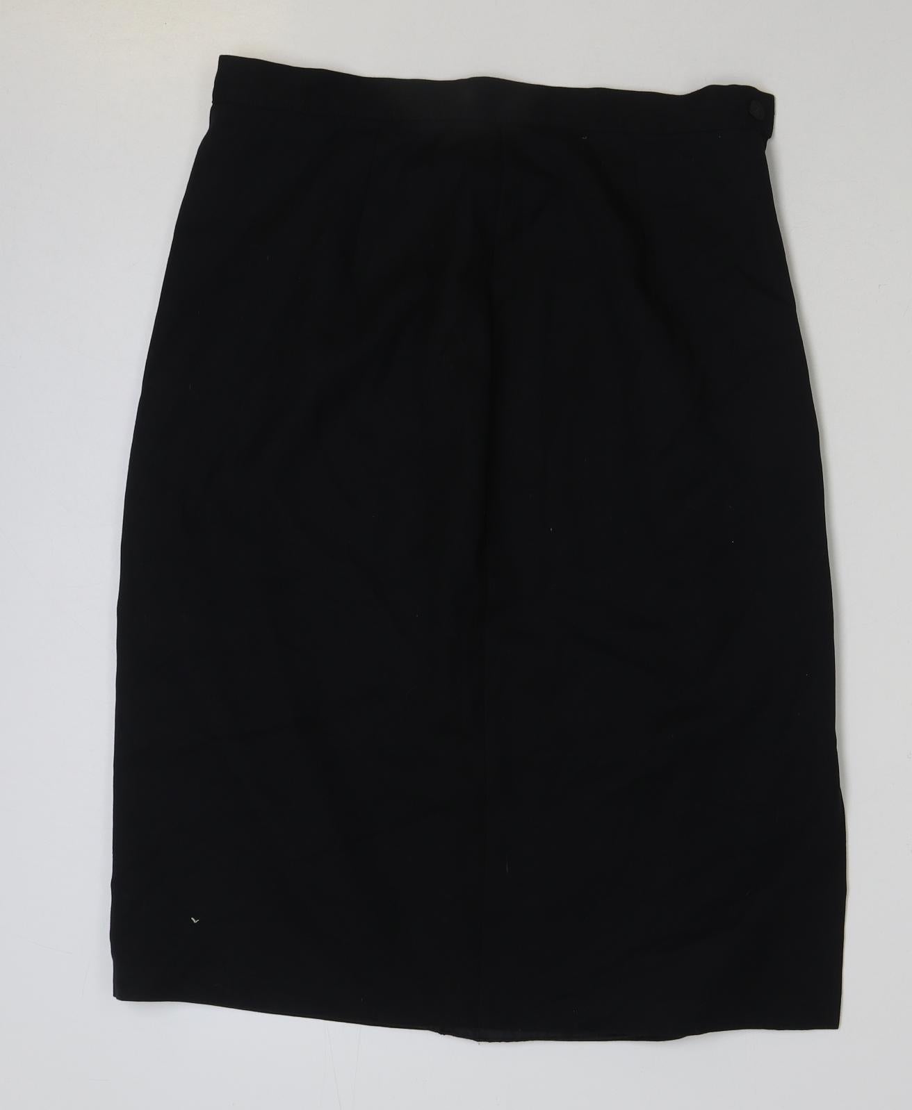 BHS Womens Black Polyester A-Line Skirt Size 18 Zip