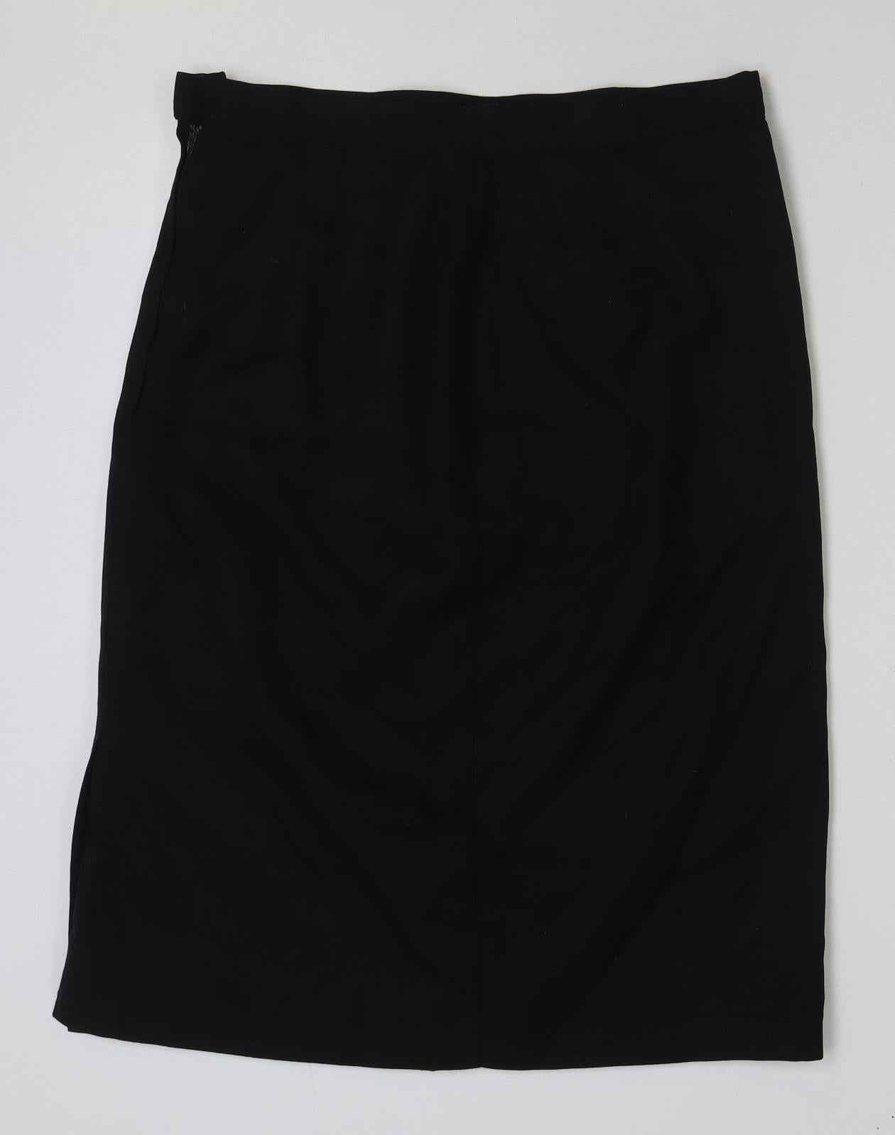BHS Womens Black Polyester A-Line Skirt Size 18 Zip