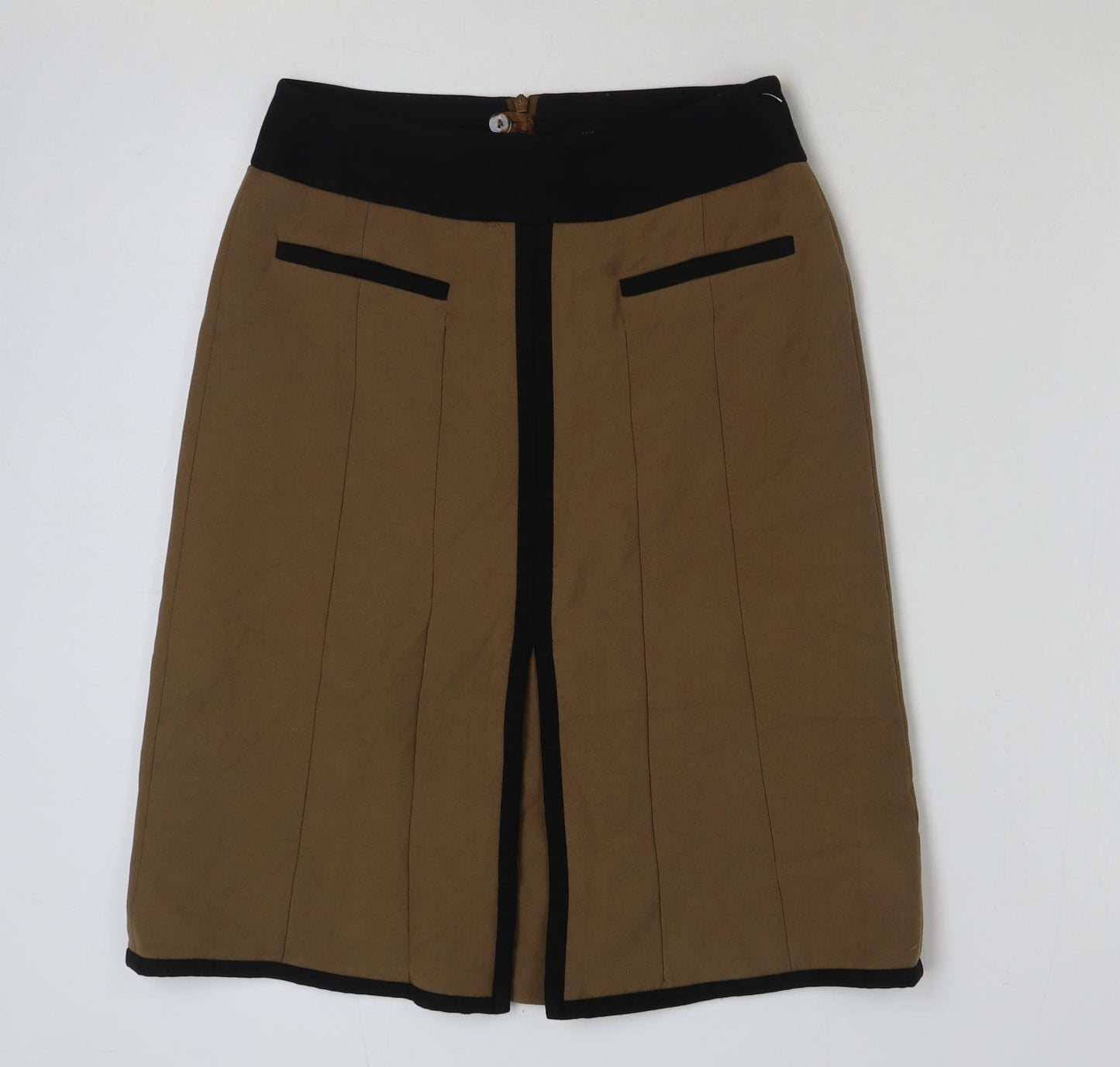 Marks and Spencer Womens Brown Polyester A-Line Skirt Size 6 Zip