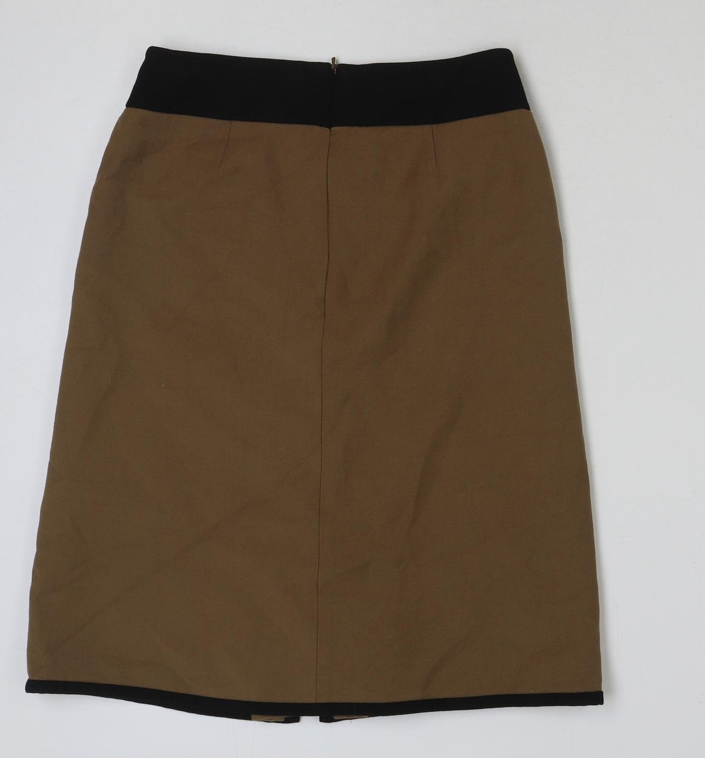 Marks and Spencer Womens Brown Polyester A-Line Skirt Size 6 Zip