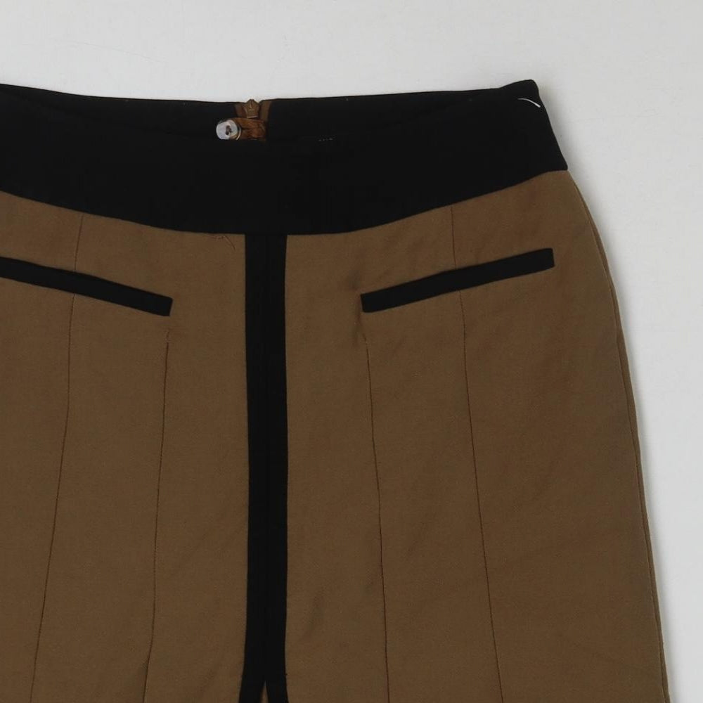 Marks and Spencer Womens Brown Polyester A-Line Skirt Size 6 Zip