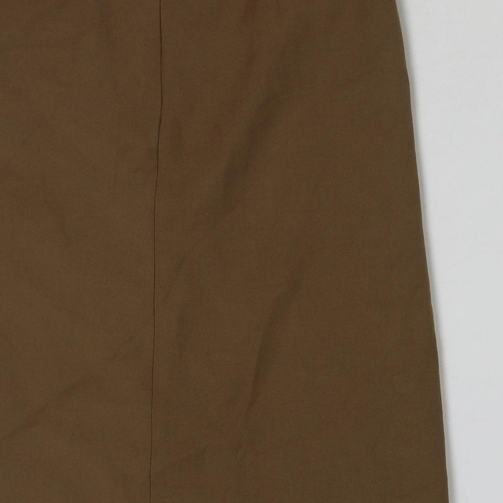 Marks and Spencer Womens Brown Polyester A-Line Skirt Size 6 Zip