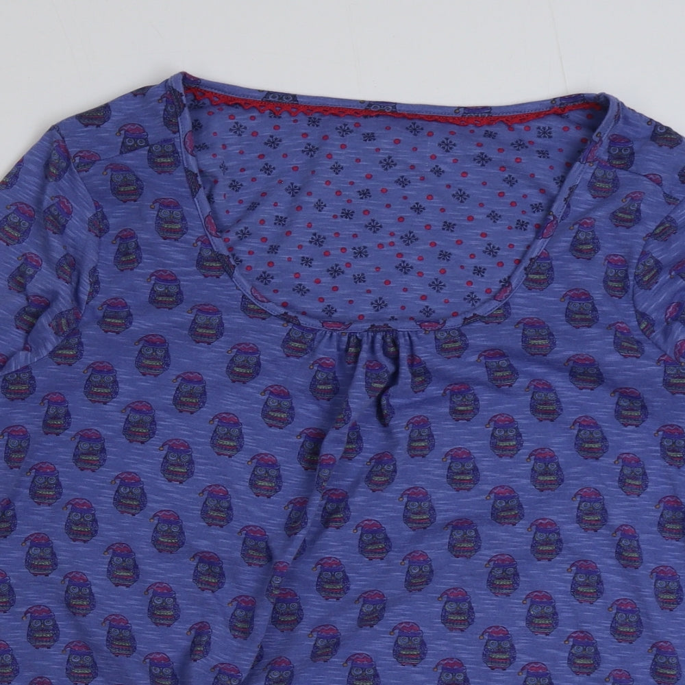 Marks and Spencer Womens Multicoloured Geometric Polyester Basic T-Shirt Size 16 Round Neck - Owl Print