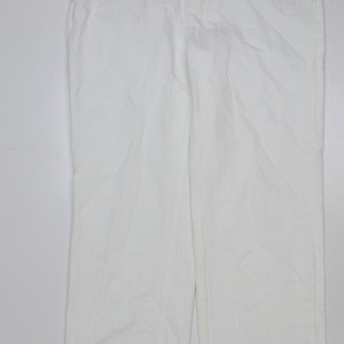 Own. Womens White Cotton Straight Jeans Size 30 in L30 in Regular Button