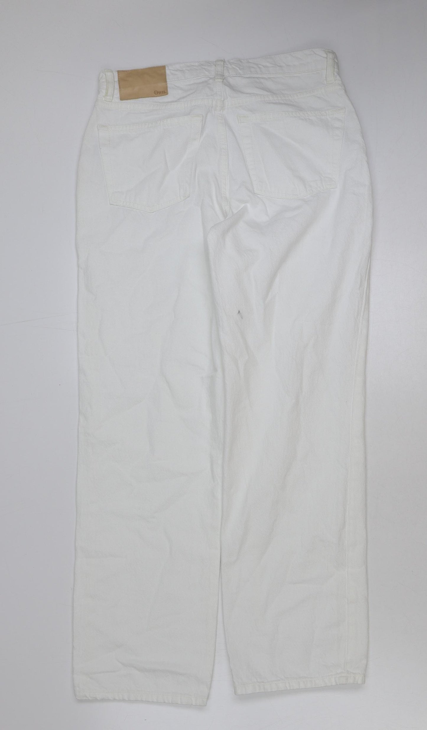 Own. Womens White Cotton Straight Jeans Size 30 in L30 in Regular Button