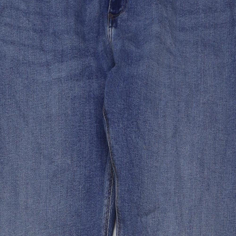 Marks and Spencer Mens Blue Cotton Straight Jeans Size 40 in L33 in Regular Button