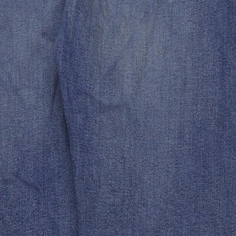 Marks and Spencer Mens Blue Cotton Straight Jeans Size 40 in L33 in Regular Button