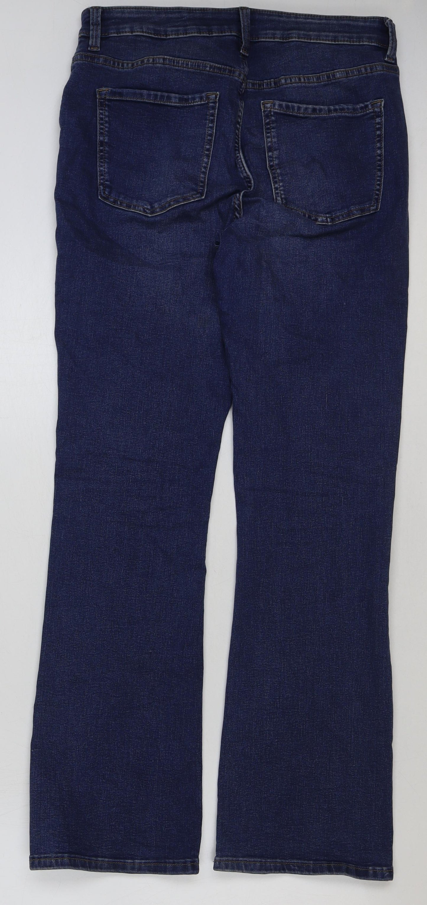 Marks and Spencer Womens Blue Cotton Bootcut Jeans Size 12 L31 in Regular Button