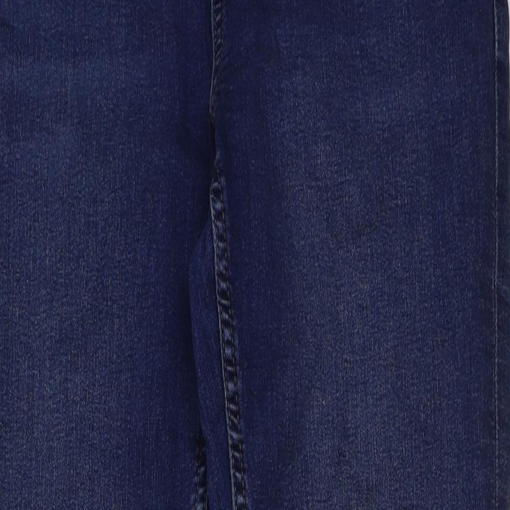 Marks and Spencer Womens Blue Cotton Bootcut Jeans Size 12 L31 in Regular Button