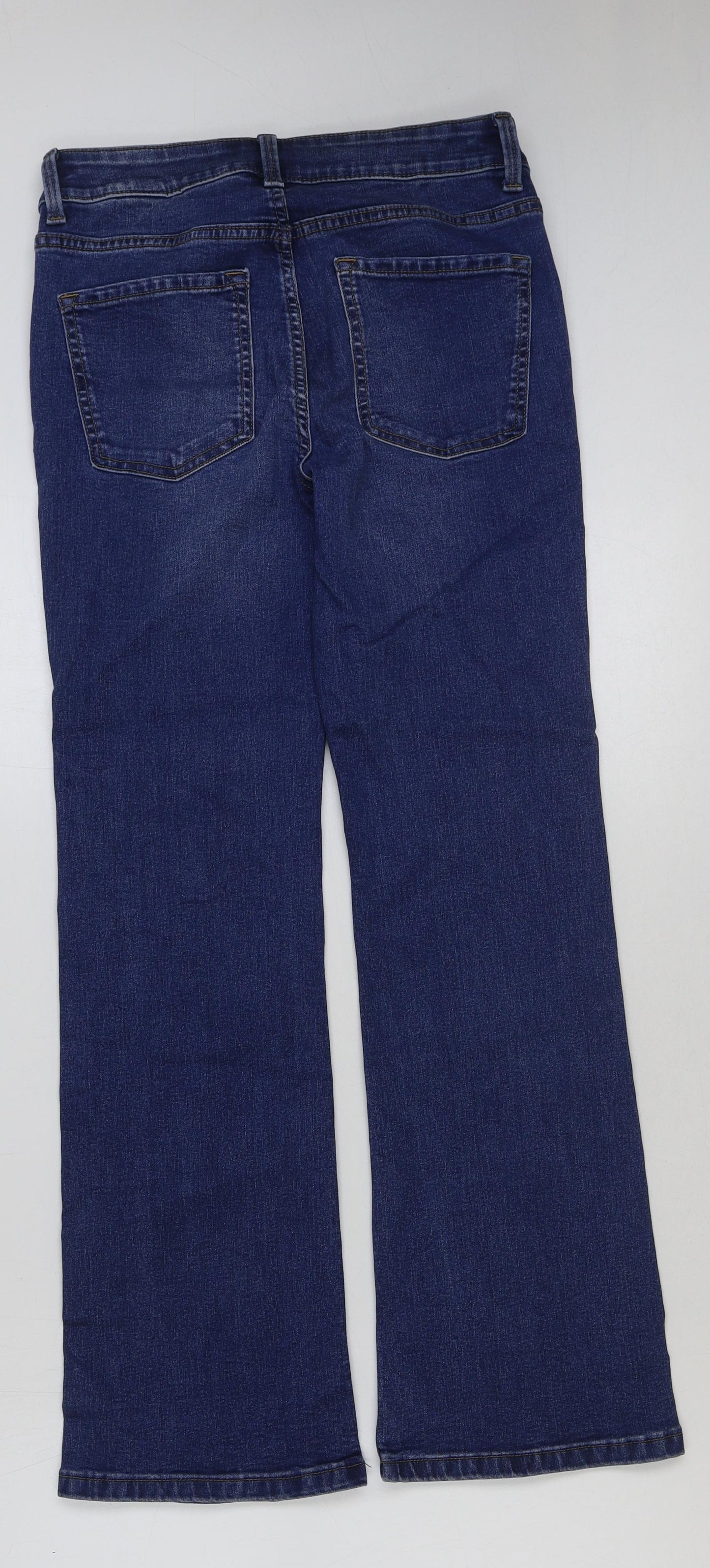 marks and Womens Blue Cotton Bootcut Jeans Size 30 in L29 in Regular Button