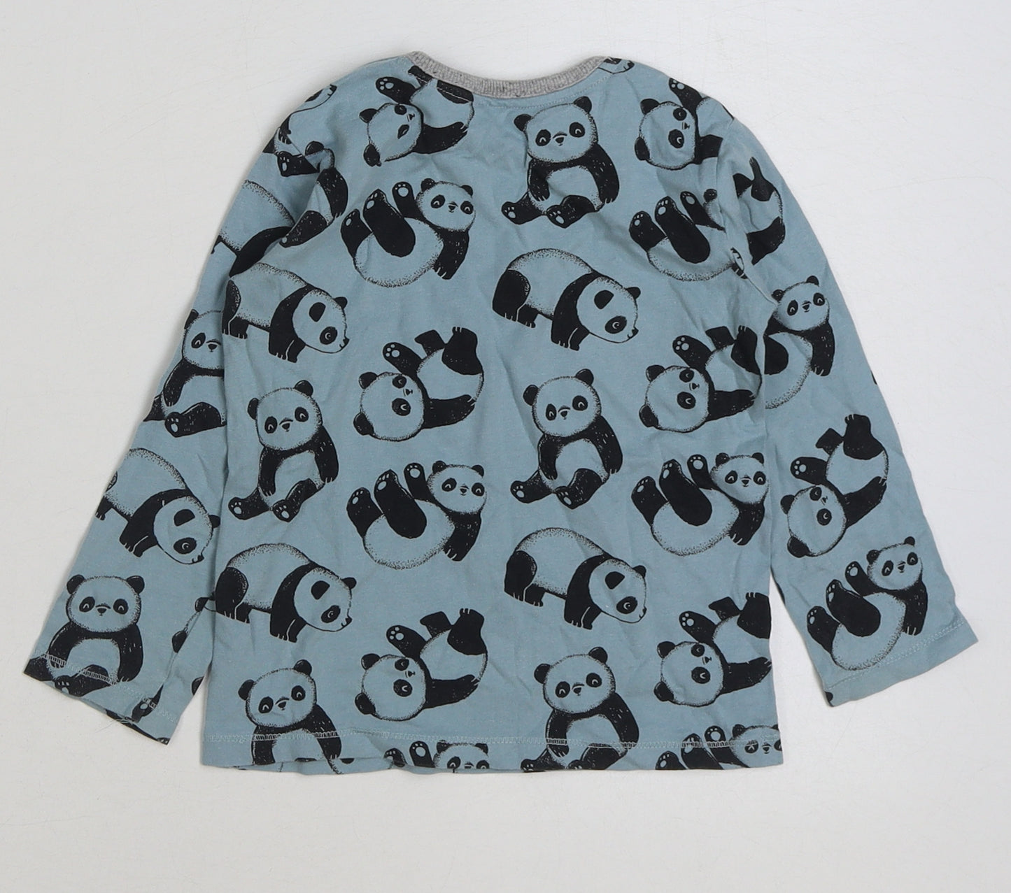 George Baby Blue Geometric Polyester Basic T-Shirt Size 12-18 Months Round Neck Pullover - Panda Print