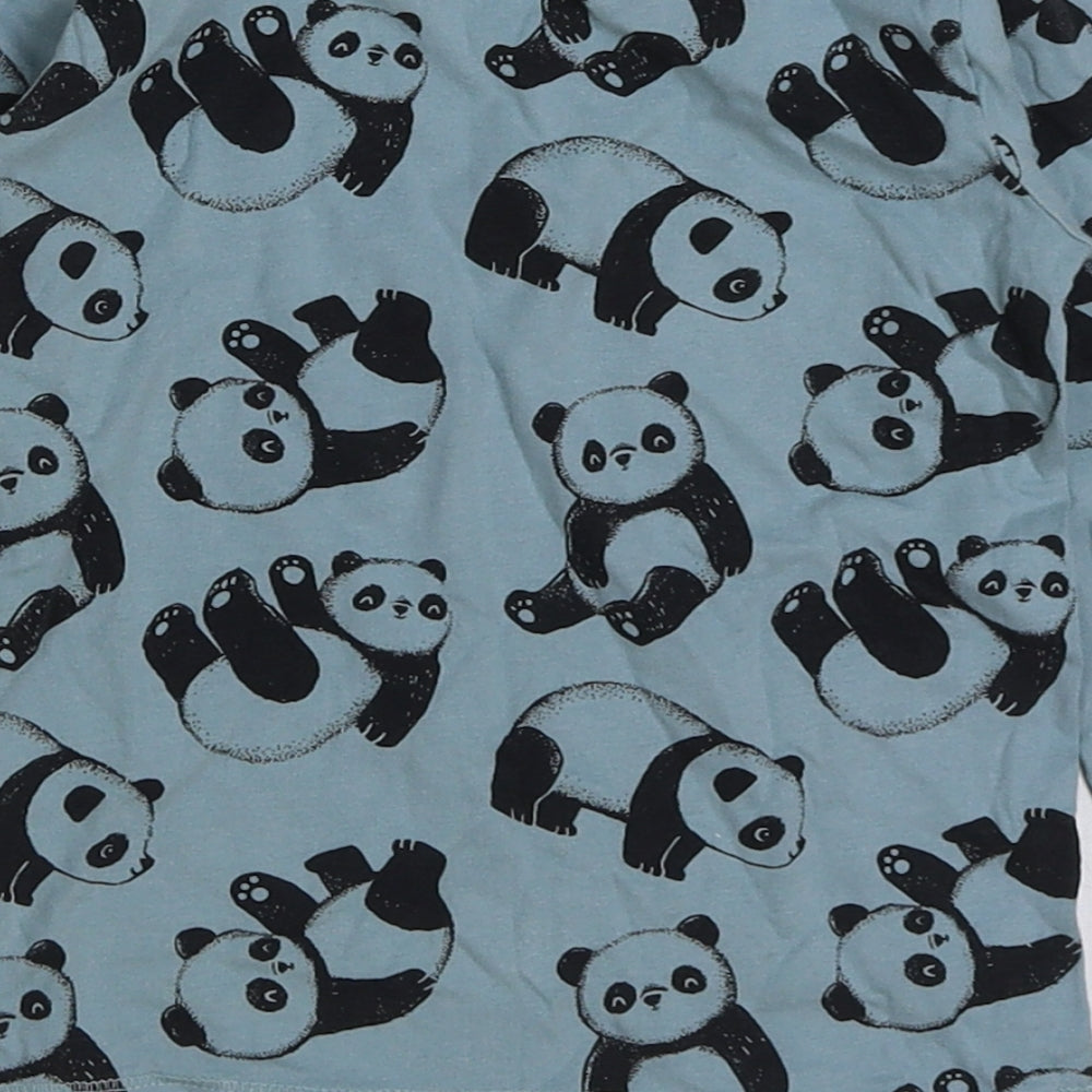 George Baby Blue Geometric Polyester Basic T-Shirt Size 12-18 Months Round Neck Pullover - Panda Print