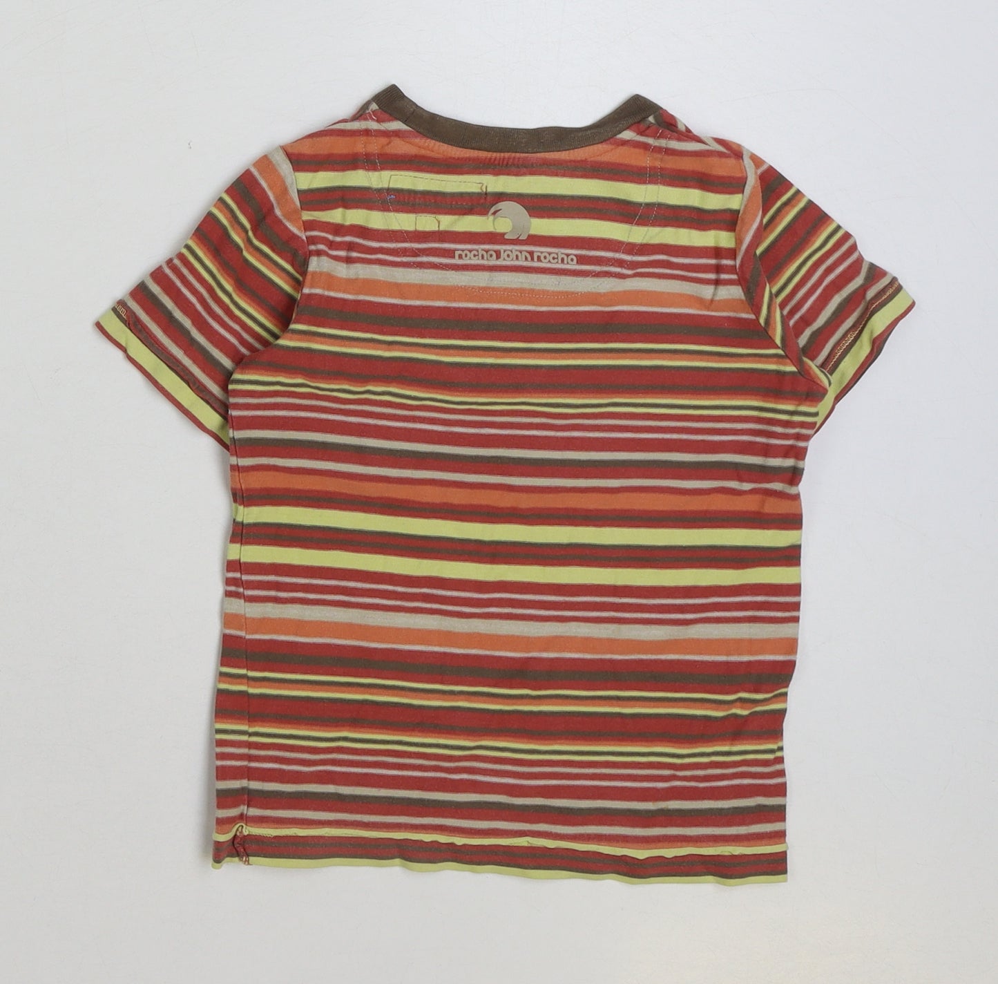 RJR.John Rocha Boys Multicoloured Striped Polyester Basic T-Shirt Size 6 Years Round Neck Pullover