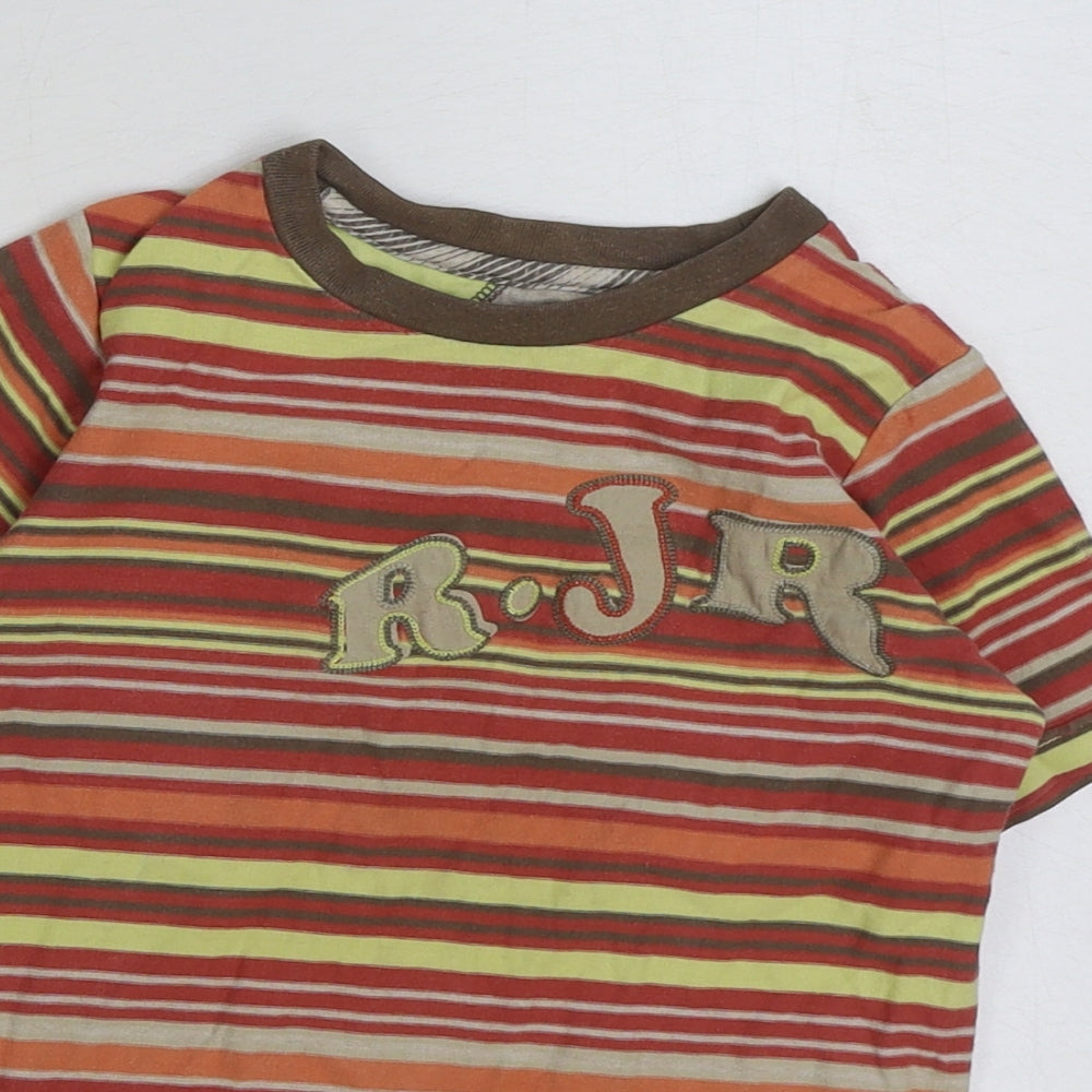 RJR.John Rocha Boys Multicoloured Striped Polyester Basic T-Shirt Size 6 Years Round Neck Pullover