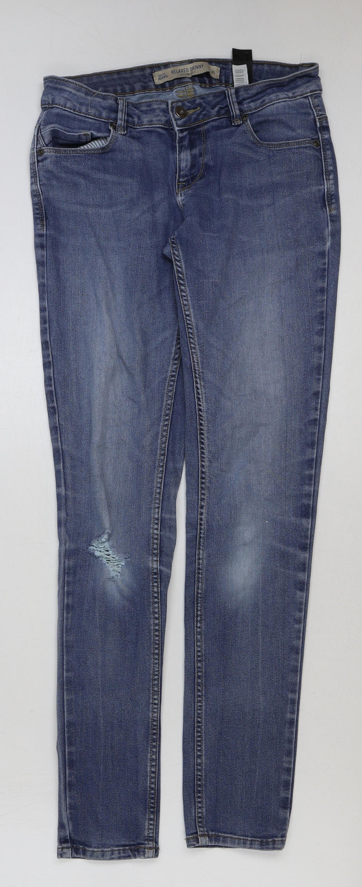 Marks and Spencer Womens Blue Cotton Skinny Jeans Size 8 L31 in Regular Button