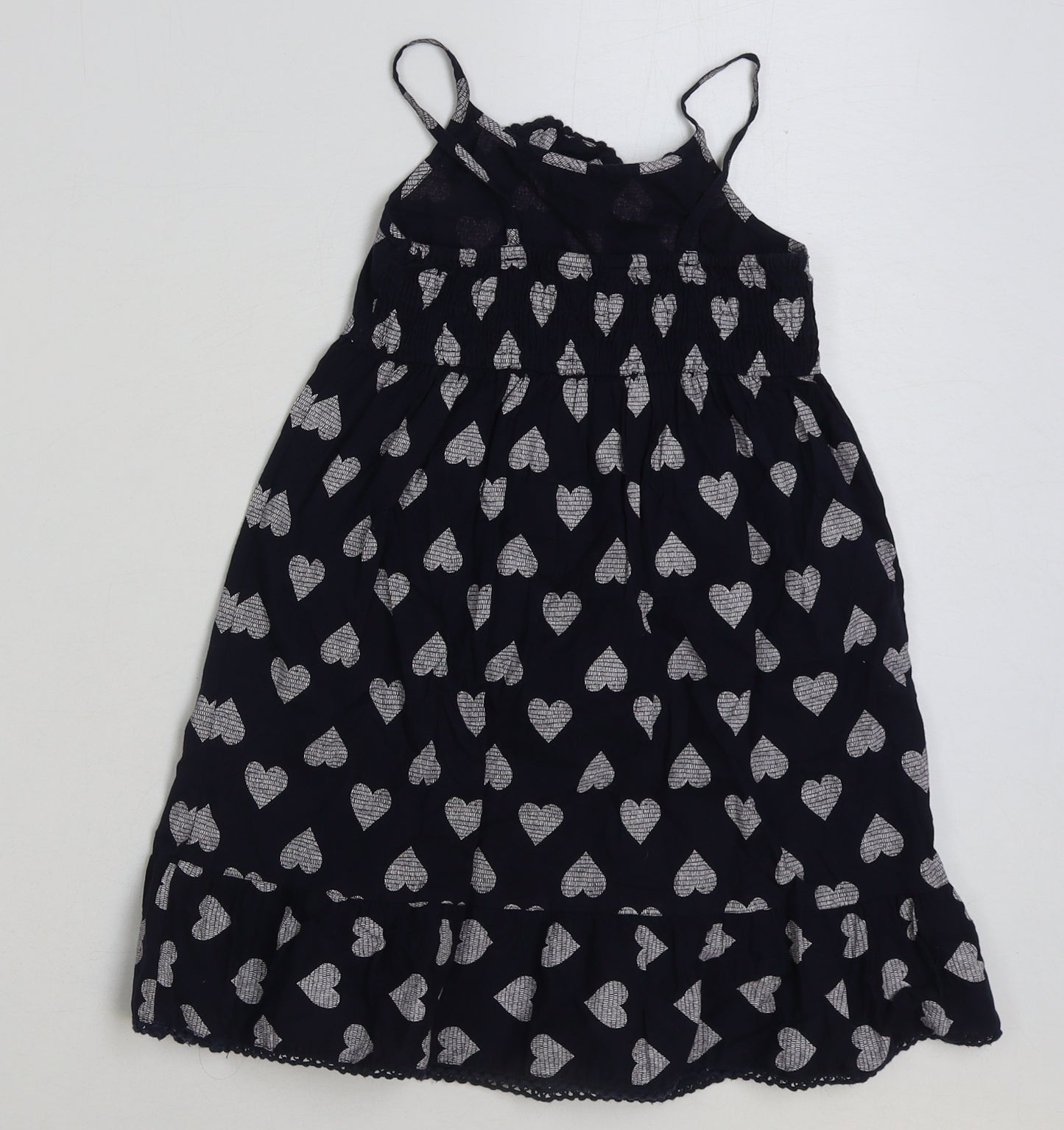 Young Dimension Girls Blue Geometric Cotton A-Line Size 4-5 Years Square Neck Pullover - Love Heart